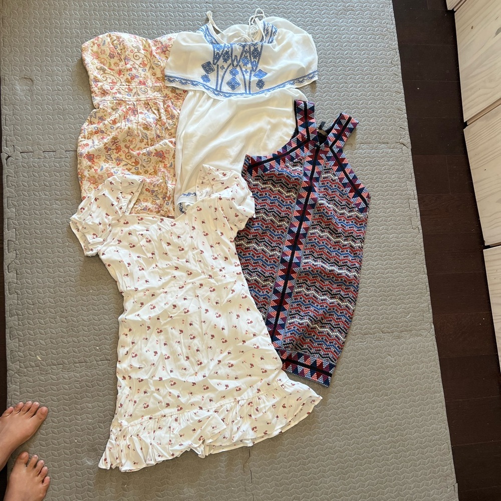Assorted Dresses Collection - Floral, Embroidered, Patterned 4 bundle